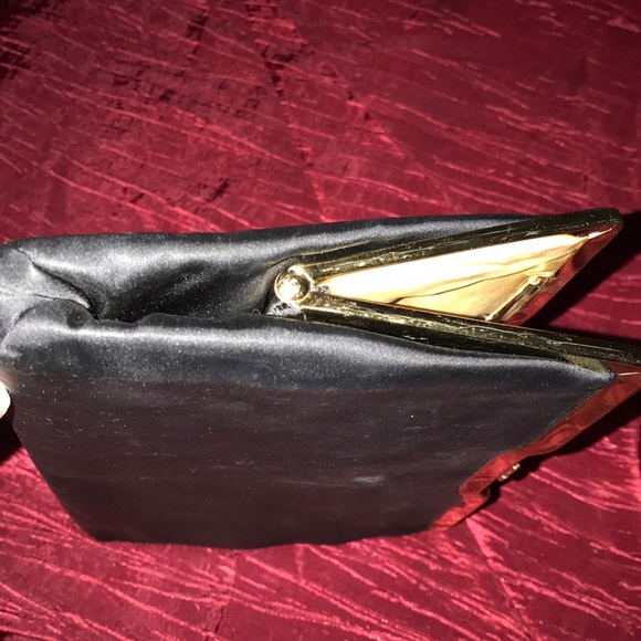 Vintage Black Satin Clutch - Picture 4 of 7